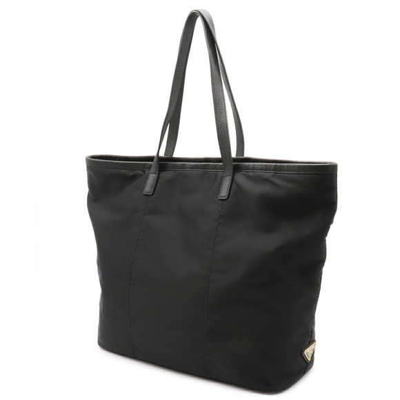 Prada Nylon Tote Nero Leather Black Bag Jacquard - Picture 1 of 9